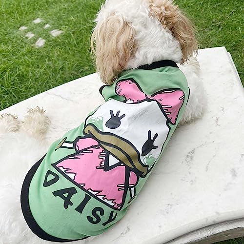 Image of Lulala Dog Shirt with Daisy Print, Pet Summer T-Shirts Sweatshirt Fashion Outfit Vests Breathable Dog Clothes Outfit, Clothes Pet Apparel for Dogs, Cats (Green, 30 INCH)