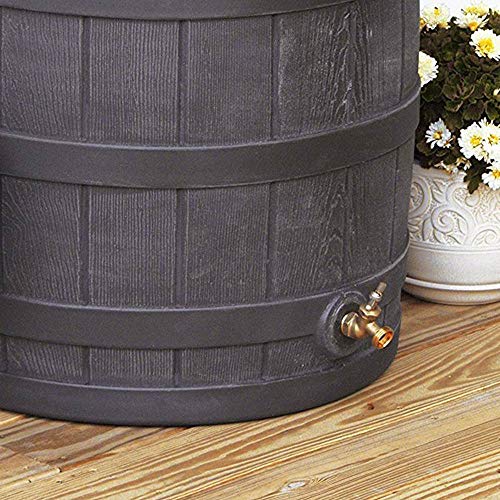 Image of Good Ideas Rain Wizard Water Collection Barrel, 50 Gallon, Oak, 3 Pack