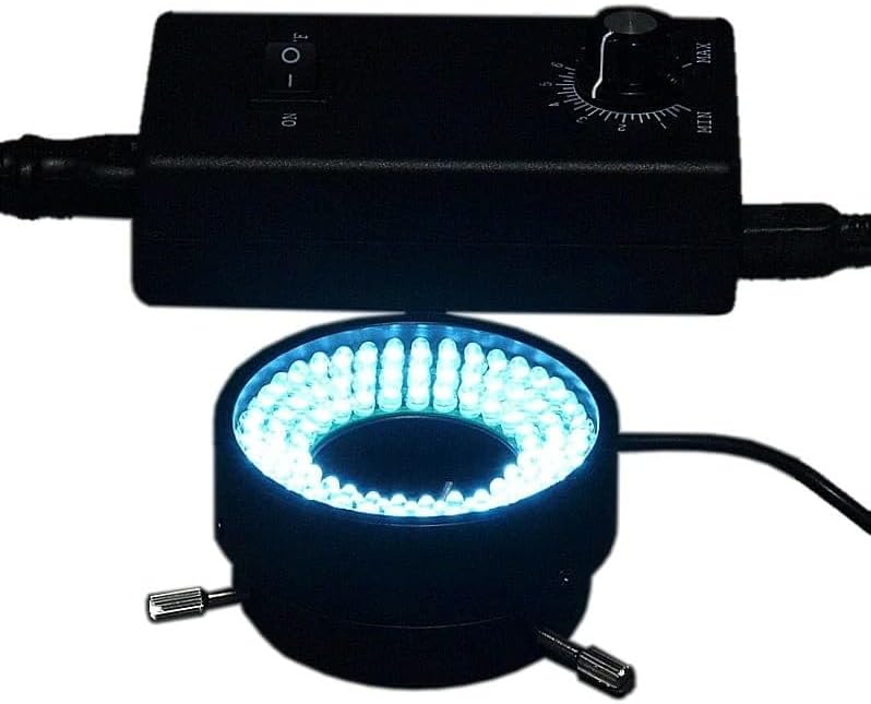 Miniatura 3 de OMAX 96 LED enfocado sombra brillante menos luz del anillo con la caja de control de luz para los microscopios estéreo