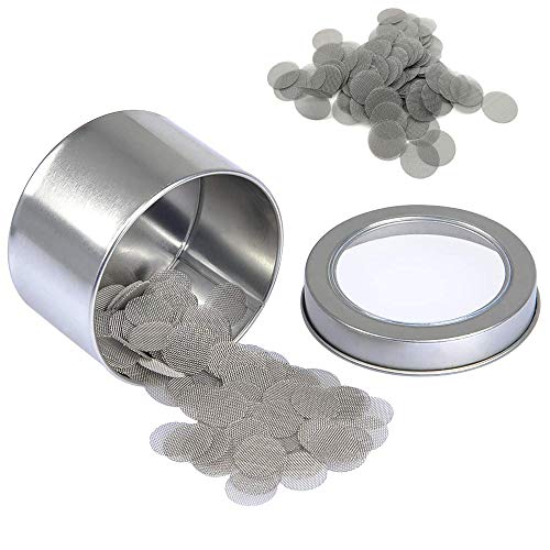 Schneespitze 200 Pzs Filtros Tabaco Filtros de Pipa de Fumar de Acero Inoxidable Pantallas de Pipas 15 mm con Caja de Almacenaje Malla Electrónica Para Cigarrillos de 5/8 Pulgadas