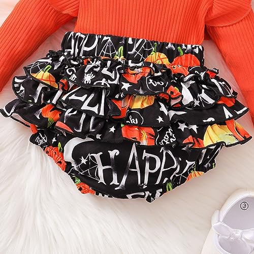 My First Halloween Baby Girl Outfit Ruffled Long Sleeve Onesi