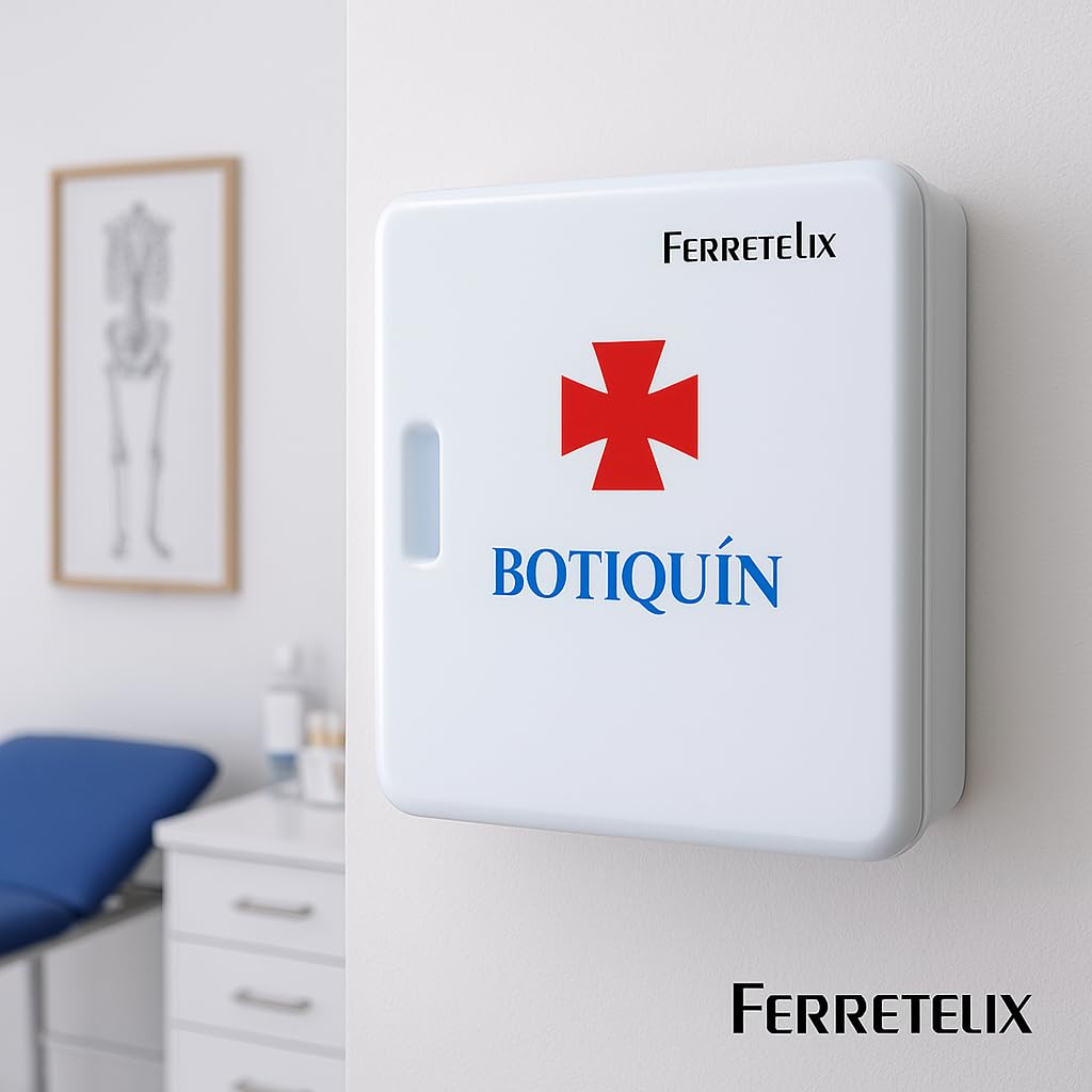 FERRETELIX® Botiquín de Primeros Auxilios Completo con Armario de Pared - Homologado – Kit de Emergencia con Material Sanitario – Hogar, Oficina, Empresa y Coche