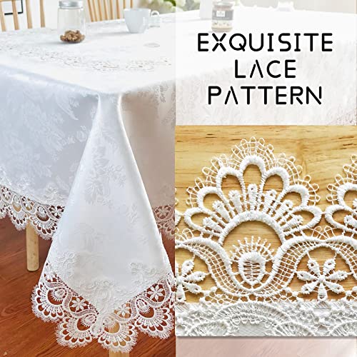 Breksdat White Lace Tablecloth 72 X 126 Inches For Rectangle Tables Carnation Lace Beautiful Decor For Dinning Home Holiday Kitchen Wedding Thanksgiving Christmas Banquet Washable Tablelinen #TOP2