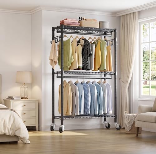 Image of Heavy Duty Rolling Clothes Rack with Lockable Wheels by VIPEK
