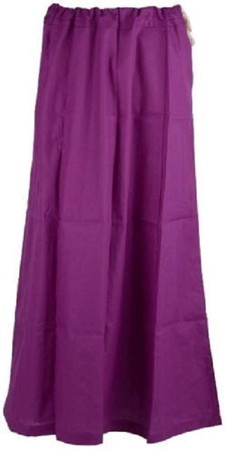Ethnic Closet Women's Purple Indian Saree Petticoat Cotton Wrap Solid Pattern Underskirt Lining For Sari