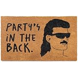 MAINEVENT Party's in the Back Door Mat 30x17 Inch, Welcome Mat Funny for Covered Outdoor Area, Coir Doormat Decor w/Non-Slip PVC Backing