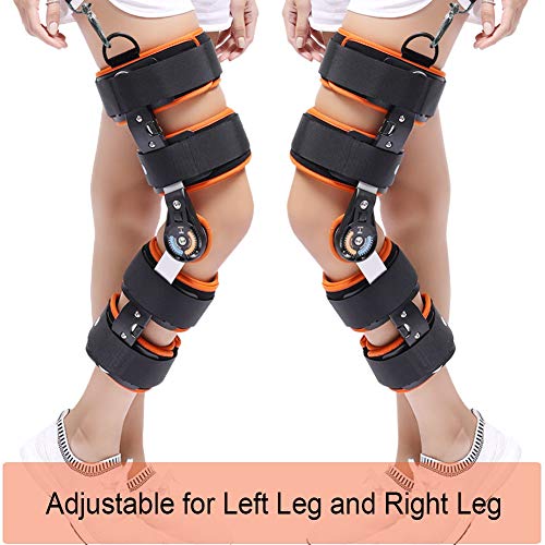Hinged Rom Knee Brace Adjustable Knee Immobilizer Brace Support Splint Stabilizer Wrap Sprain Post-Op Hemiplegia Fixation, Adjustable For Left Leg And Right Leg (With Shoulder Strap) #TOP1