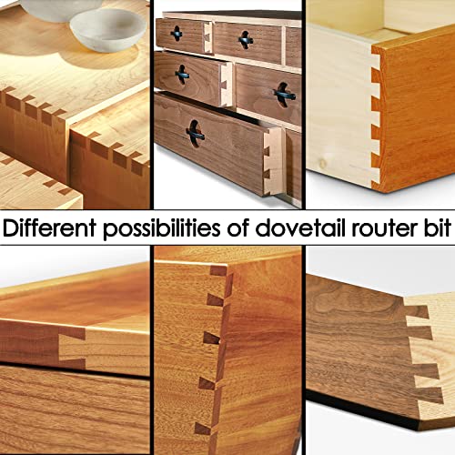 KOWOOD 6 Size Dovetail Router Bit Set