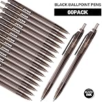 Black Pens Bulk 60 Pack –Smooth Writing 1.0mm Click Black Ballpoint Pens with Translucent Barrel, Reliable Bulk Pens for Office, School, Home & Restaurant Server Use