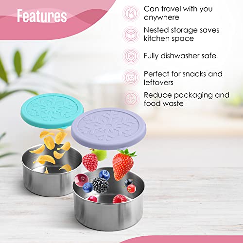 Stainless Steel Containers With Lids, Metal Food Storage Container, Snack Bowls, 5 Pack, Silicone Lid, Nesting, Stackable, Round, Lunch Meal Prep, Salad Bowl, Bento Box For Kids, Toddlers, Houseables #TOP3