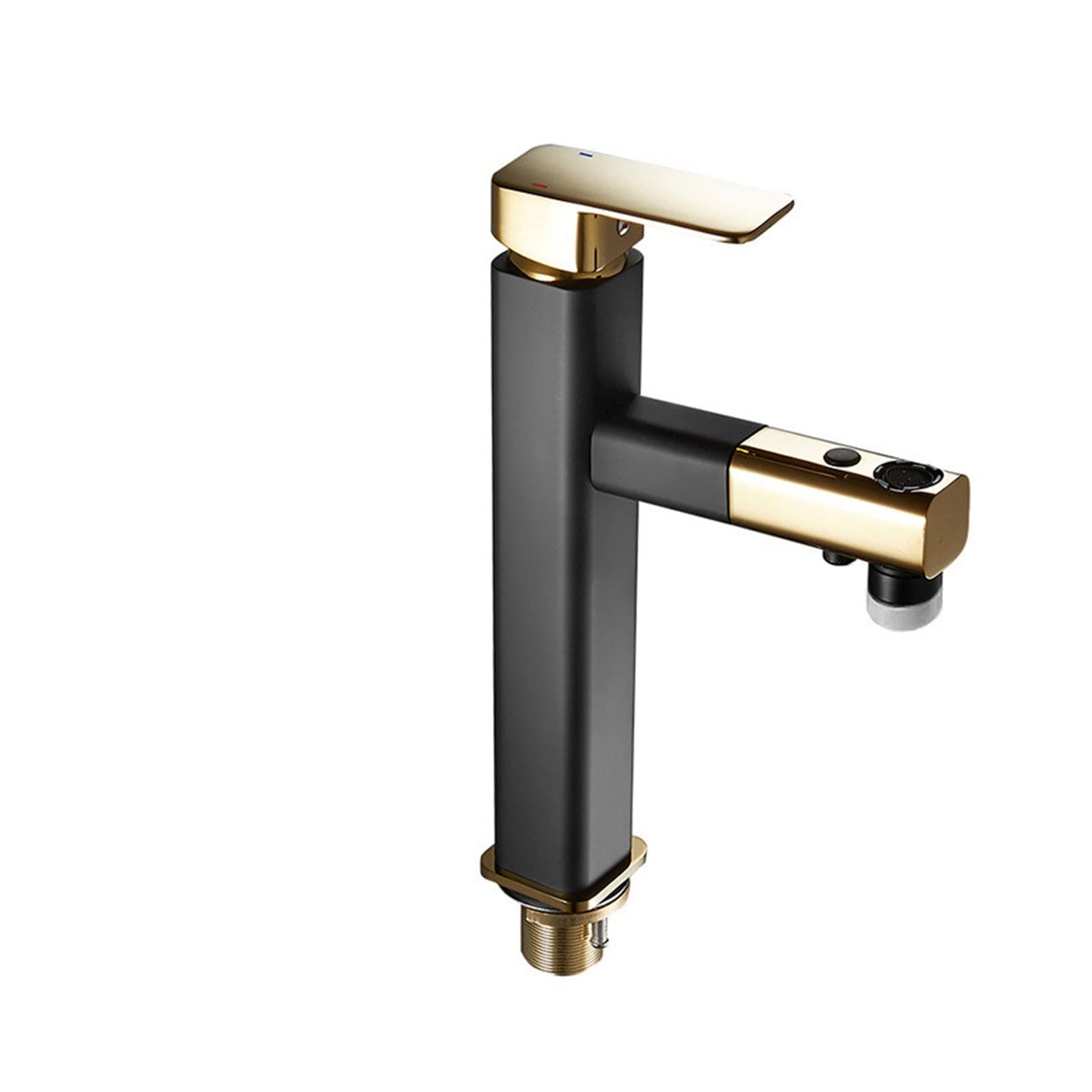 Grifo de lavabo de oro con cepillo monomando alto de latón macizo para agua fría y caliente