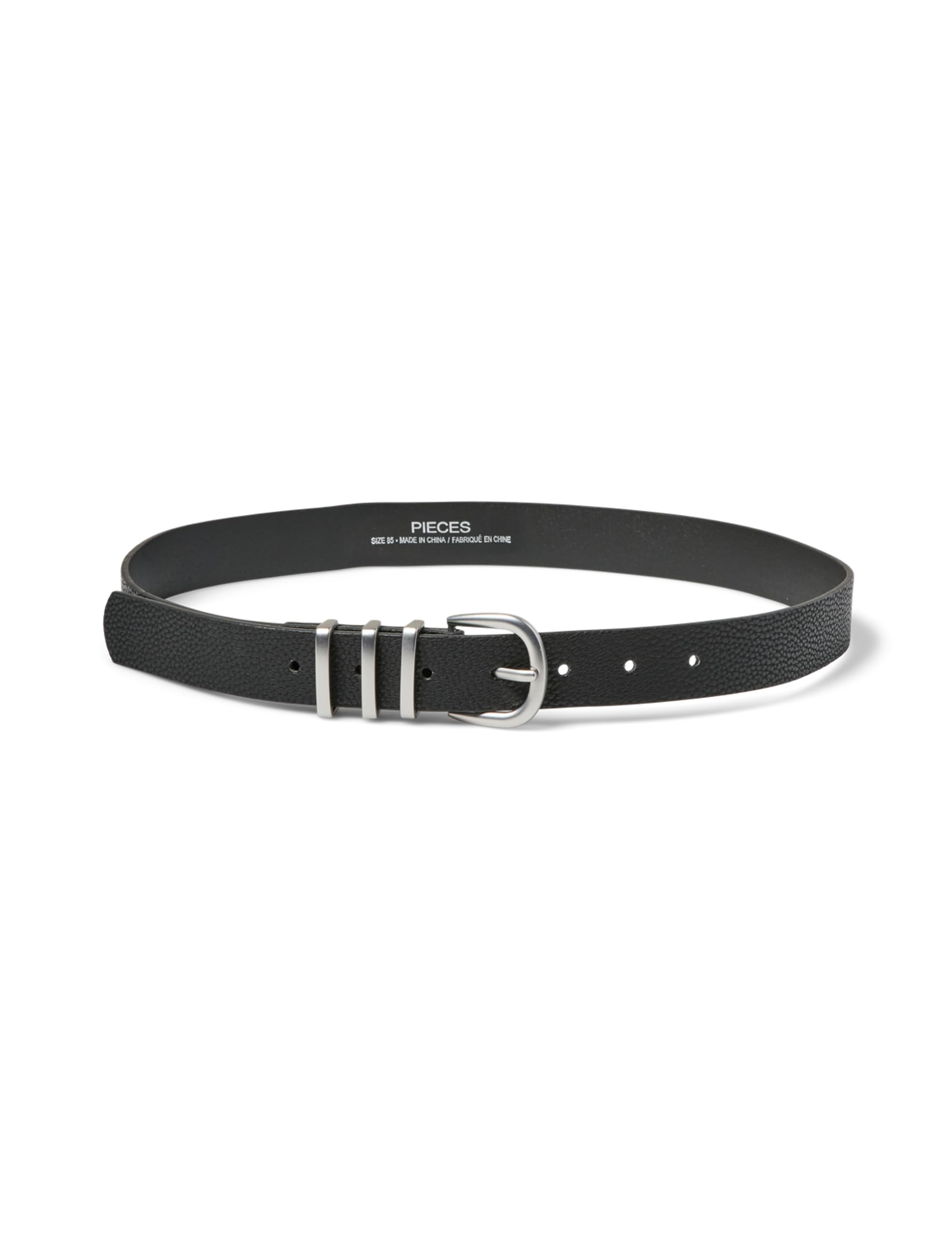 PIECES Women's Pclea Jeans Belt Noos Belt, Black (Black Detail: W/silver), 42 (Manufacturer size: 95)