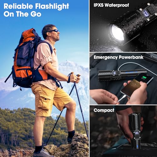 Lampe de poche rechargeable 2000 lumens torche tactique LED - 5