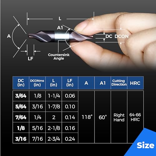 Image of toolant Center Drill Bit, TiAlN Coated Cobalt M35 HSS Centering Drill Bit for Stainless Steel, Carbon Steel, Alloy Steel, Cast Iron, Copper, Other Hard Metals, #2, SAE 5 /64 inch (1pc)