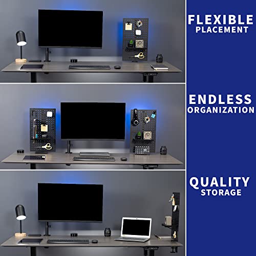 Image of VIVO Black Clamp-on 20 x 24 inch Desk Pegboard, PP-DK24B | Steel Privacy Panel, Magnetic Peg Board, Office Accessory Organizer, Above or Under Desk Placement