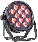 Stroboskop und Dimmer Ibiza 15-1476 DMX-Gesteuerter LED Par Strahler mit 12x 12W RGBWA-UV LEDs 6-in-1