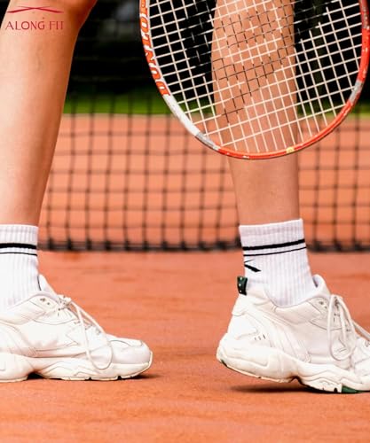 Image of ALONG FIT 3 /5 Crew Socks Whole Foot Cushioned Cotton Vintage Soft Sport Socks for Men and Women