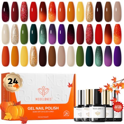 Image of modelones Gel Nail Polish Changing Glitter 20 Colors Primer Top Base Coat