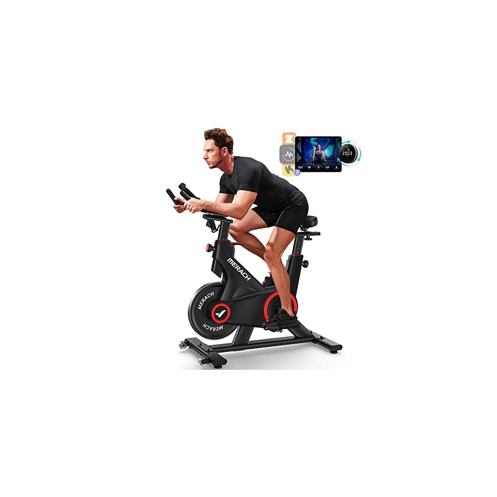 MERACH-Auto-Resistance-Exercise-Bike-for-Home-Bluetooth-Stationary-Bike-with-APP-Data-Tracking-Indoor-Cycling-Bike-with-Magnetic-Resistance-SPD-Pedals-Silent-Belt-Drive-and-350lbs-Weight-Capacity