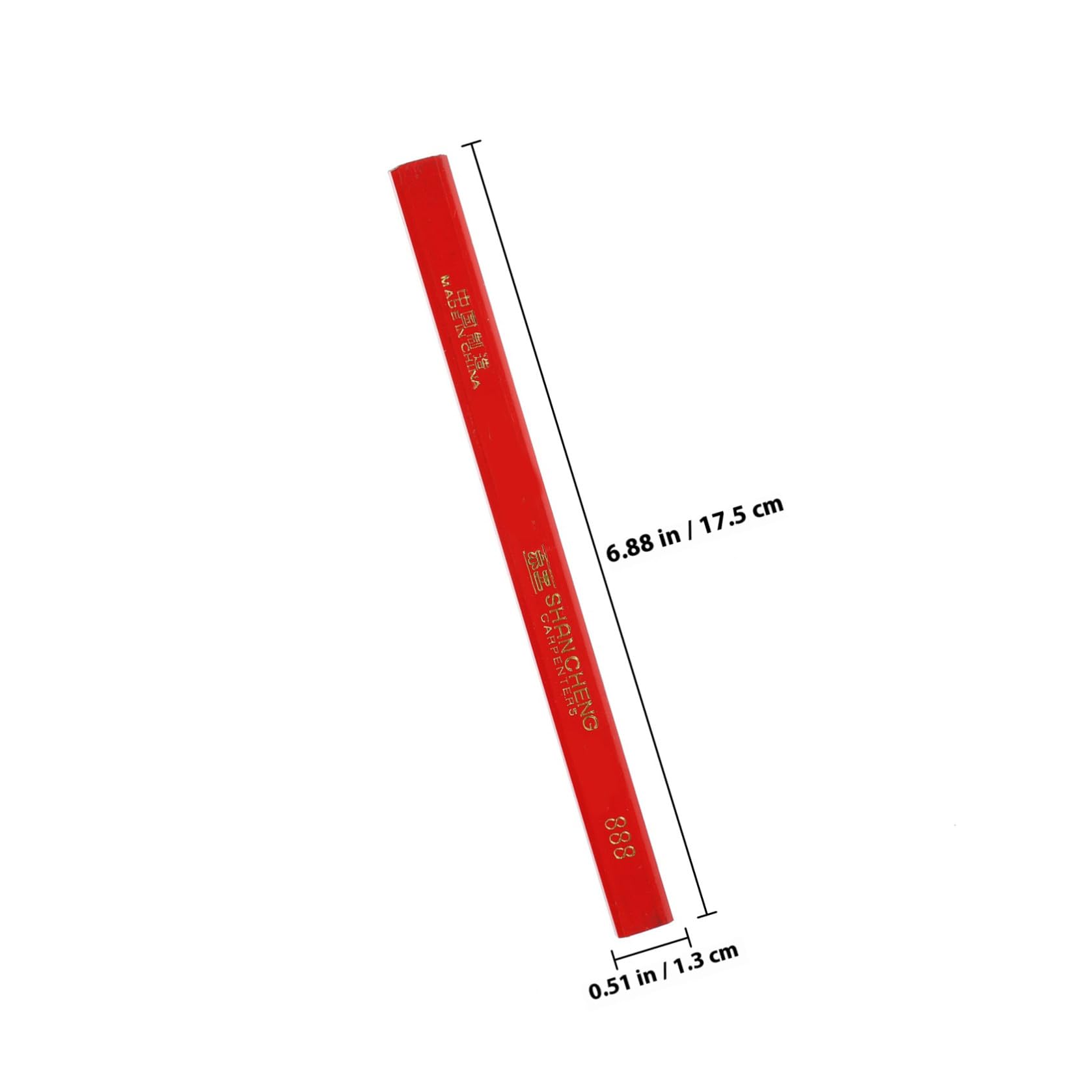 Ciieeo Crayon de Charpentier Octogonal Rouge 72 Pièces en Bois