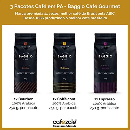 Café Em Pó Baggio - 3 Pacotes - 750g - Café Gourmet Arábica Moído