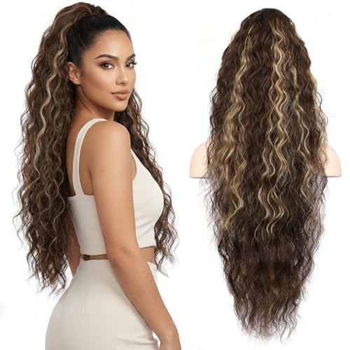 Clip in Ponytail Hair Extensions, 30 Inch Layered Ponytail Extensions