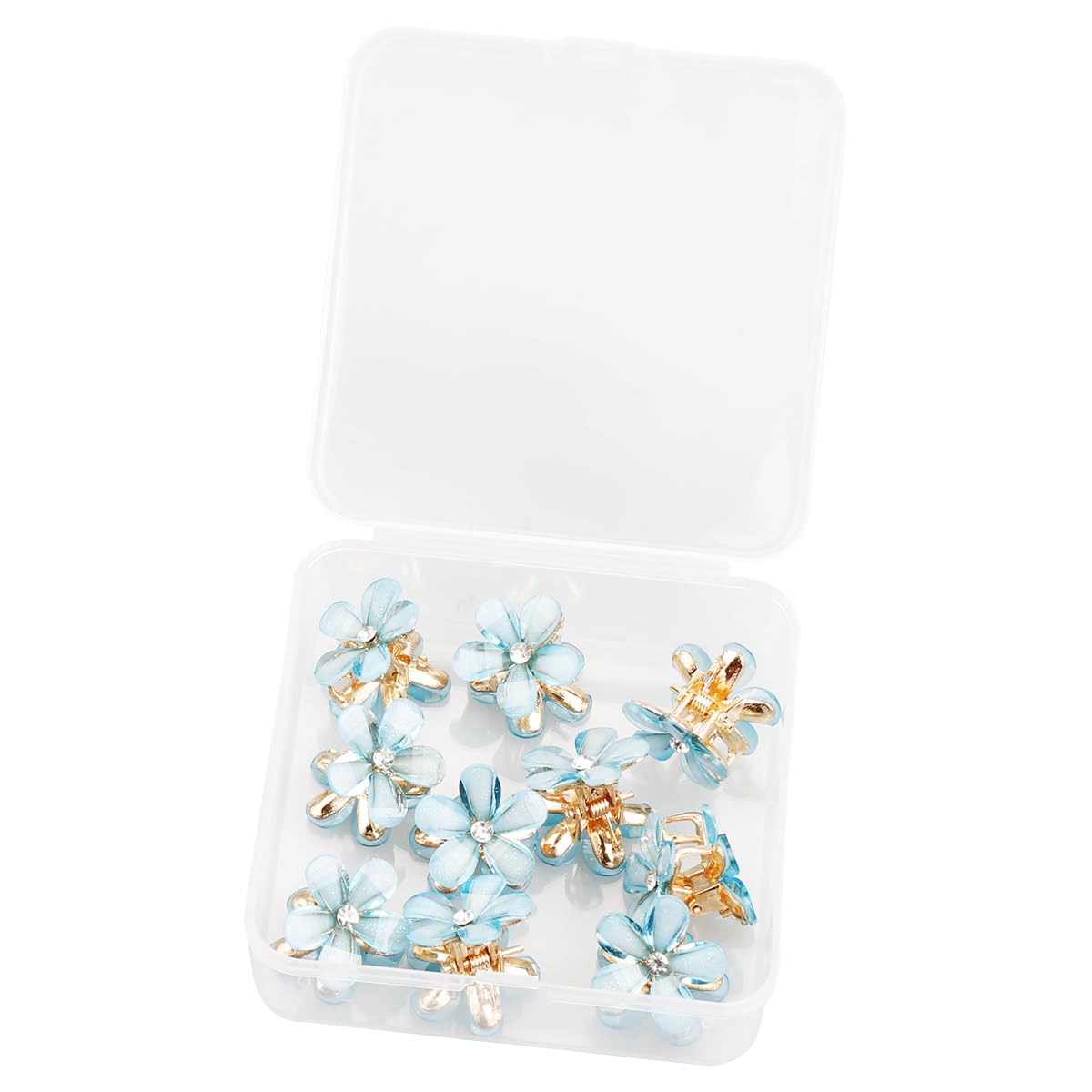 10 Pcs Mini Diamond Hair Claw Clips - Small Flower Hairpins, Hair Accessories, Sweet Mini Barrettes, Hair Styling Accessories (Blue)