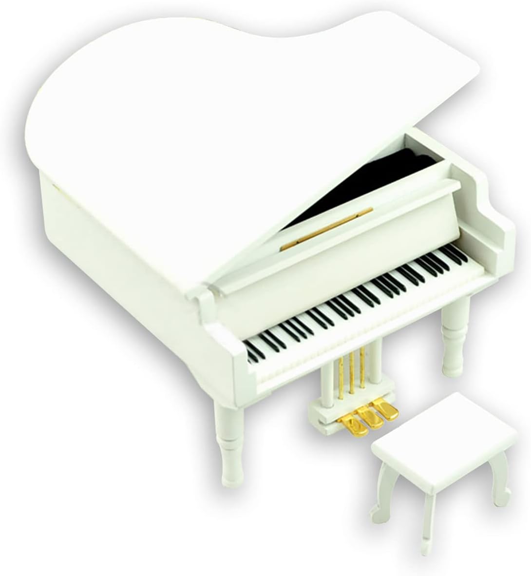 BinkeGG White Wooden Wind up Grand Piano Music Box with Sankyo Musical Mechanism Tune: Hedwigs Theme
