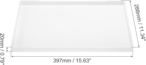 Miniatura 2 de uxcell Bandeja pequeña blanca pequeña de 11.3 x 15.6 pulgadas, bandejas rectangulares de plástico de madera para servir, bandeja otomana decorativa