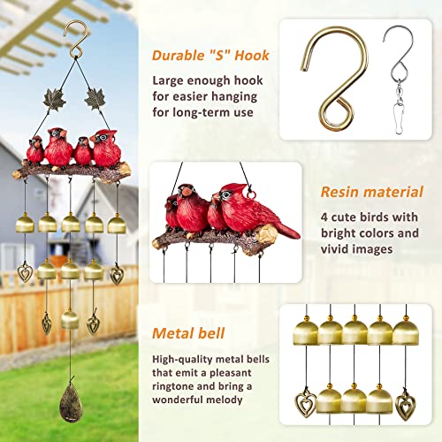 Monsiter Qe Birds Wind Chimes Garden Decorations Outdoor - Red #TOP1