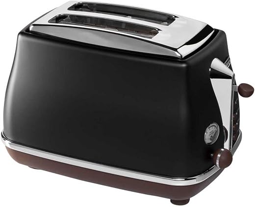 De’Longhi Icona Vintage Toaster Schwarz mit Brötchenaufsatz