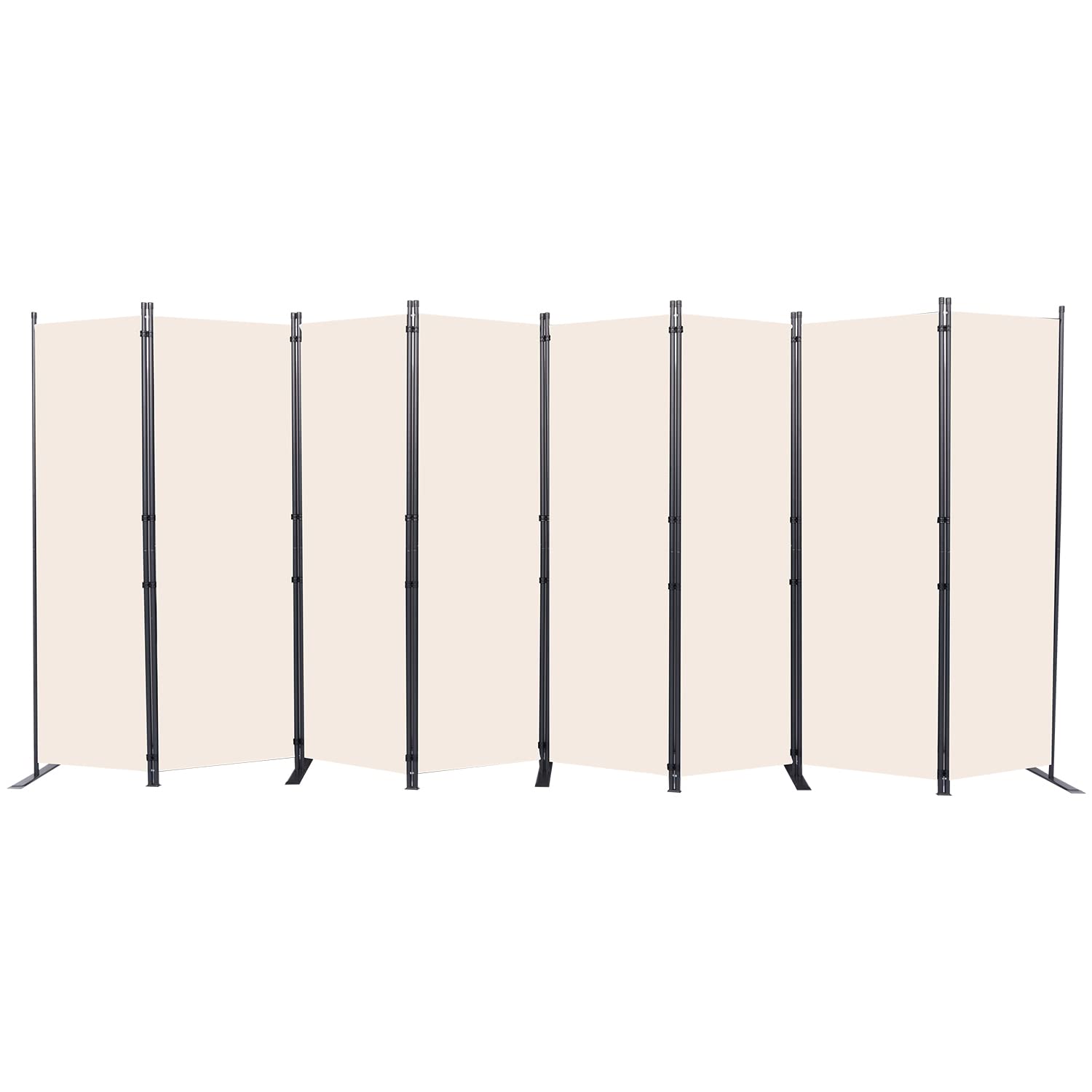 CHOSENM Room Divider, 8 Panel Folding Privacy Screens with Wider Support Feet, 6 Ft Portable Room Partition for Room Separator, 176" W X 71" H, Beige