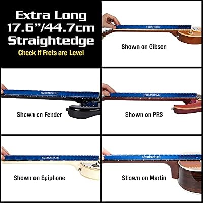 MusicNomad Tri-Beam 3 'n 1 Dual Notched Straightedge & Precision Straightedge for Acoustic and Electric Guitars including Fender, Gibson, PRS (MN821)