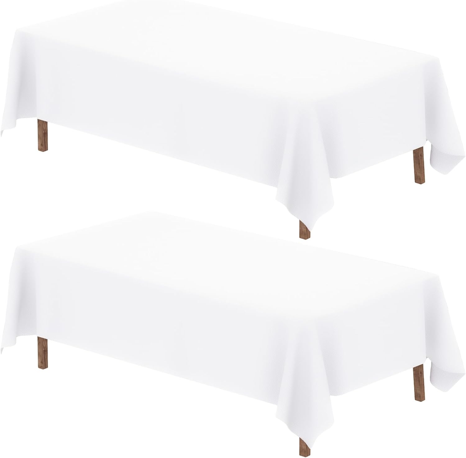 Fixwal 90 x 132 Inch White Tablecloths for Rectangle Tables,2 Pack Table Clothes for 6-8 Ft Tables, Reusable and Washable, Polyester Fabric Table Covers for Wedding Party Dining Banquet Decoration