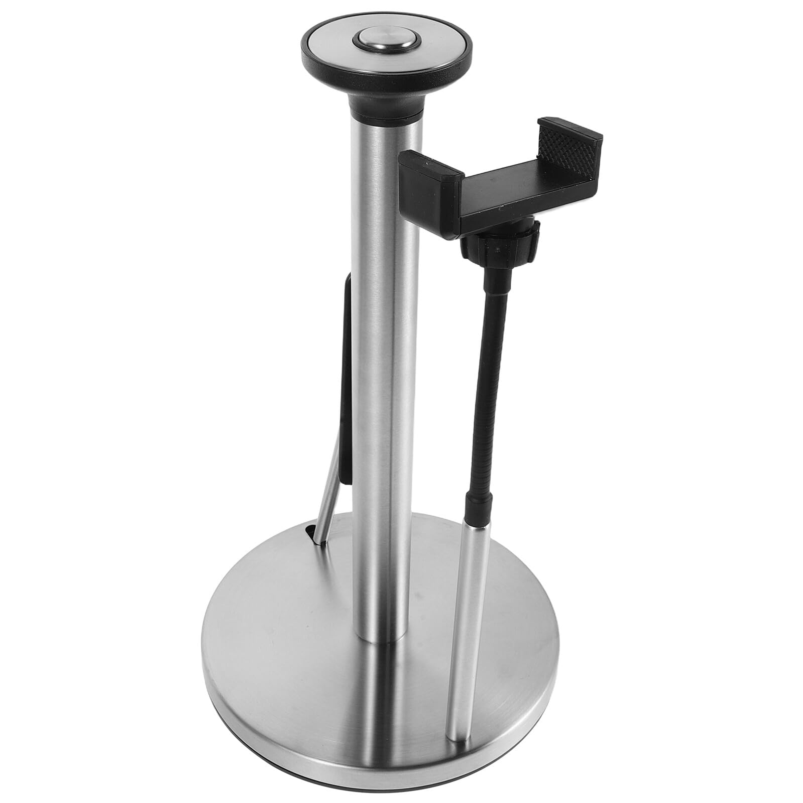 Amosfun Portarrollos de Papel de Cocina Vertical de Metal Cepillado con Soporte para Teléfono, Servilletero Moderno Independiente para Encimera, Organizador Multifuncional para Comedor y