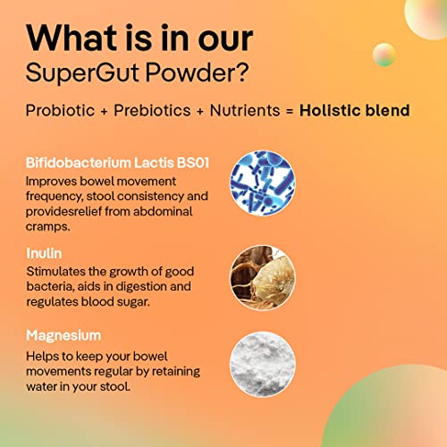 Image of The Good Bug Smooth Move SuperGut Powder|1 Billion CFU of Clinically Proven Strains| Pre + Probiotic + Nutrients|Eases Constipation|Helps Regularise Bowel Movements|30 Days Pack, 30 grams