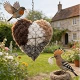 Handmade Alpaca Fiber Bird Nesting Heart, Refillable Bird Nesting Material Holder for Wild Birds, Decorative Garden Gift for Bird Lovers (2)