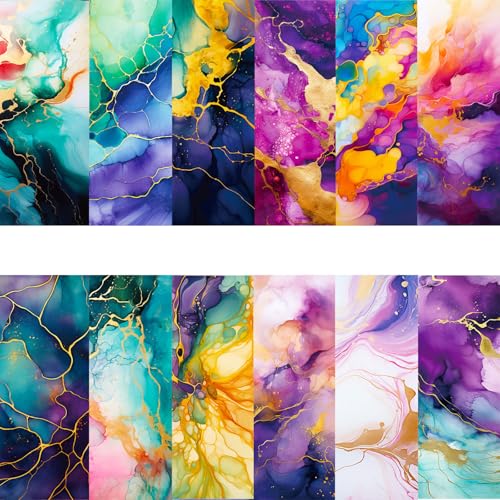 24 hojas de papel para álbumes de recortes, patrón de mármol, papel bronceado, cartulina de 6 x 6 pulgadas, papel decorativo para festivales, suministros para álbumes de recortes, álbumes de fotos,