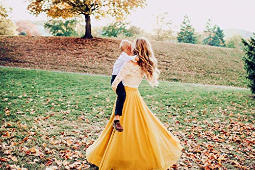 Melansay Women's Beatiful Bow Tie Summer Beach Chiffon High Waist Maxi Skirt Xl,Mustard Yellow #TOP4