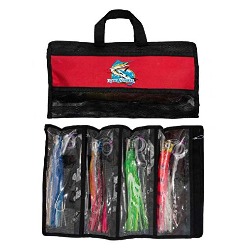 Rite Angler 12″ Chugger Head Trolling Lures Set Of 4 Teasers In Carrying Case For Saltwater Offshore Big Game Fishing #TOP3