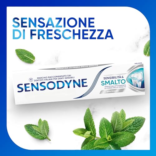 Sensodyne Dentifricio Sensibilità & Smalto Whitening, per Denti Sensibili, Smalto forte, Effetto Sbiancante*,Gusto menta fresca, Maxi formato 4x75ml - 2