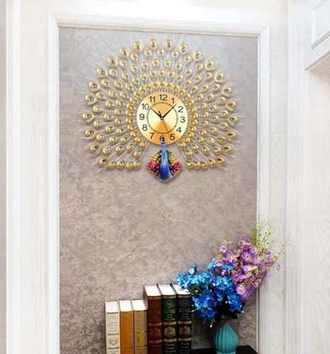 Image of Golden Peacock wall Clock (Peacock wall Clock Golden)