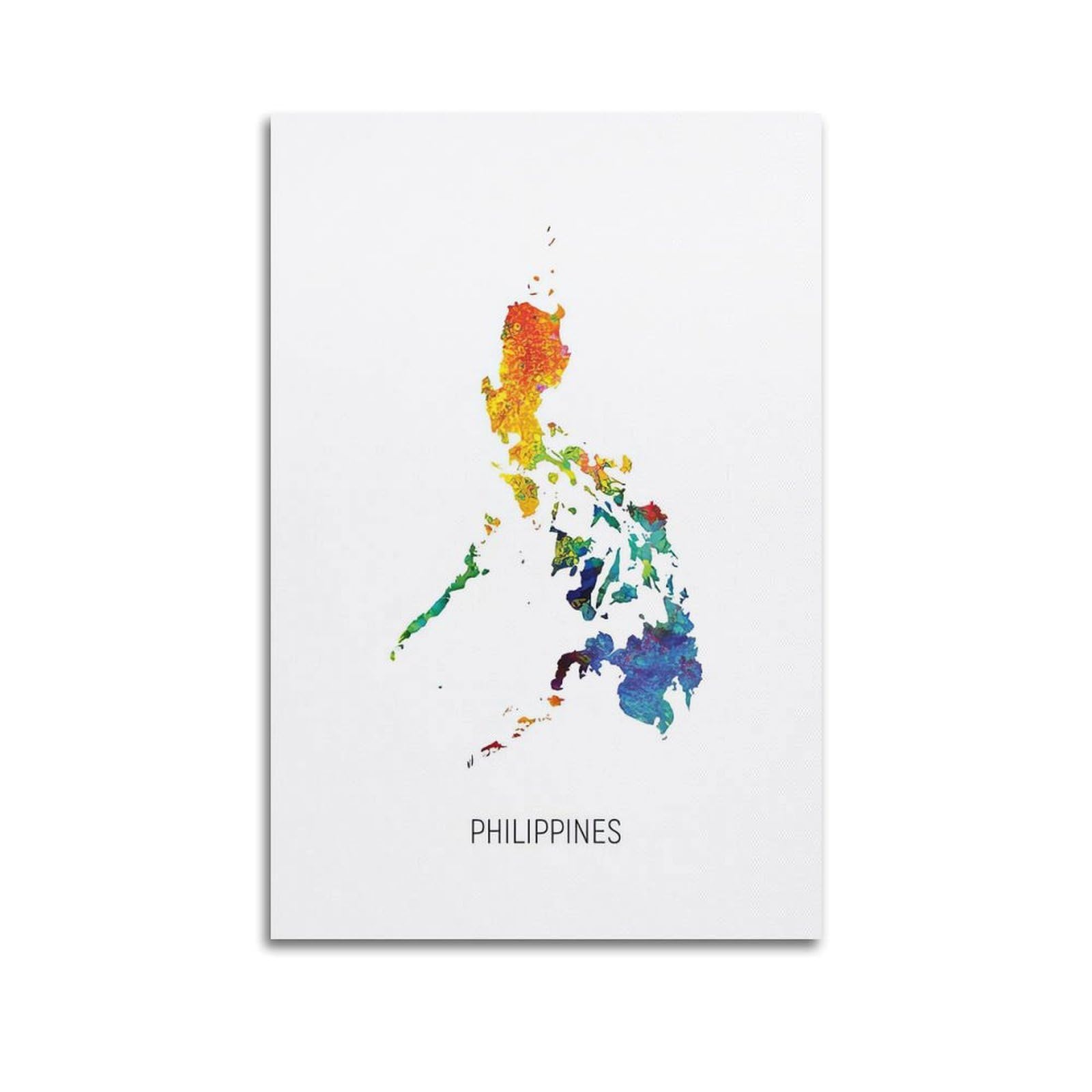 MJZLQN Map Poster Philippines in Watercolor Poster Decorative Painting Canvas Wall Posters And Art Picture Print Modern Family Bedroom Decor Posters 24x36inch(60x90cm)