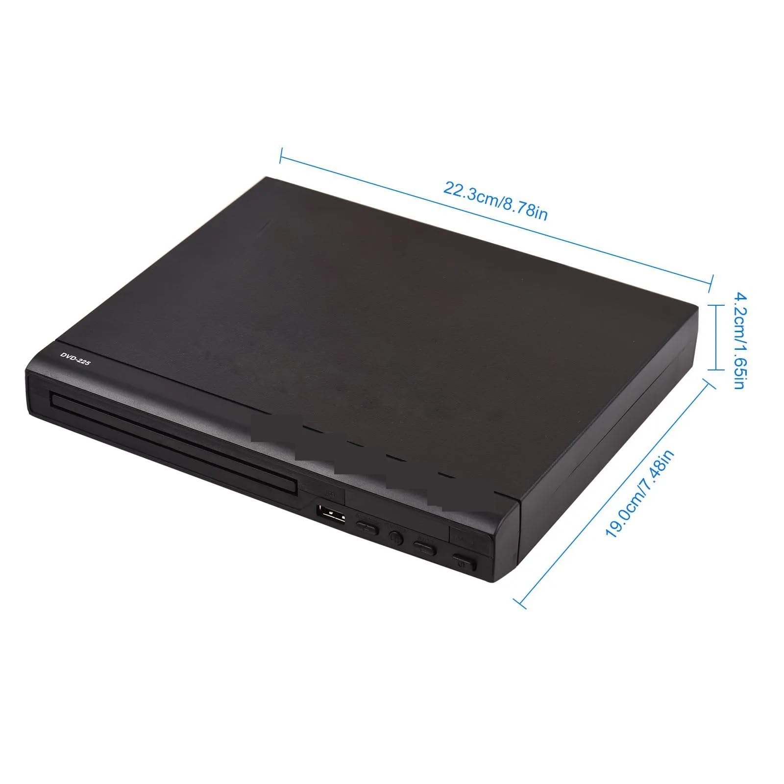 Lettore DVD Portatile, DVD-225 Lettore DVD domestico dischi VCD multimediale digitale Uscita AV con telecomando