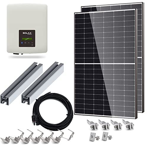 Juego de 370 W Mono SolaX con material de montaje para tejado a dos aguas, juego completo,...