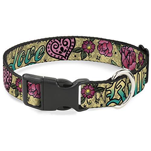Collier de Clip en Plastique Buckle Down Réglable de 15 à 66 cm Marron L