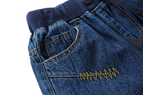 Boy Jeans Denim Pants Kids Elastic Waist Casual Jeans Breathable Adjustable Drawstring Trousers3