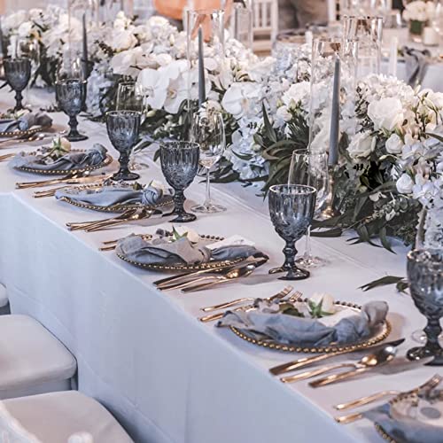 Mwellewm Charger Plates Set Of 12 And 24 Pack Napkin Rings, Acrylic Gold Beaded Clear 13 Inch Chargers For Dinner Serving Plates Decor Wedding, Party, Decoration #TOP6