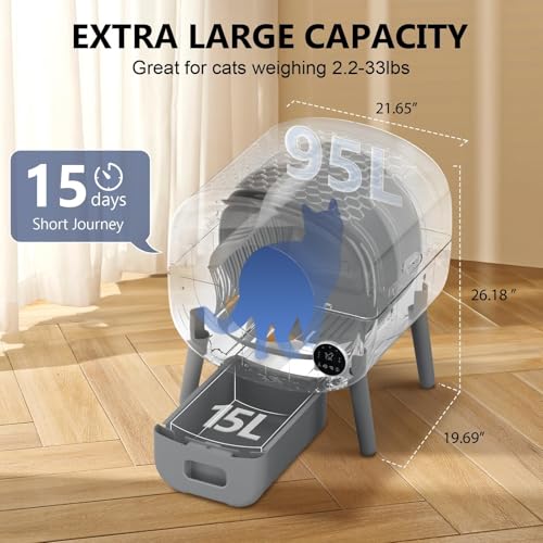 Image of Cumrige Automatic Litter Box,Safety Sensor,App Control,95L Large Capacity