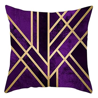 1 Kopfkissenbezug 45x45cm, Pillowcase Lila Gold Linie Geometrisch Polyester Kissenbezug Sitzkissen Dekokissen Couchkissen Dekoration